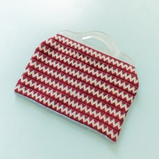 Vintage 80s 90s Crochet Chevron Clear Handle Deep Clutch Purse Unbranded