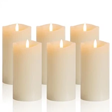 6 Inch Flameless Candles with Remote, Real Wax LED Pillar Candles Battery Ope...