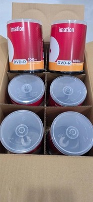 6 EMPTY CD-DVD SPINDLE CAKE 1 BOX STORAGE CONTAINER HOLD 100 DISCS EACH