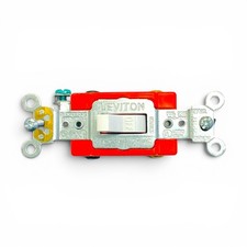 Leviton Industrial Grade Single Pole Toggle Switch 20A 120/277VAC Red/White