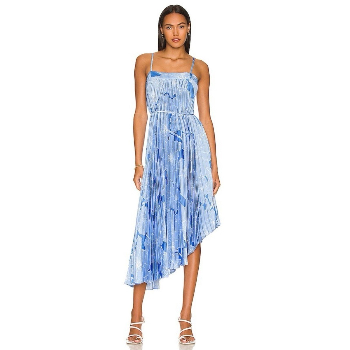 Milly Irene Dress Waterlily Print Pale Blue Pleated Asymmetric Midi Size 4 | eBay Milly Irene Dress Waterlily Print Pale Blue Pleated Asymmetric Midi Size 4 | eBay
