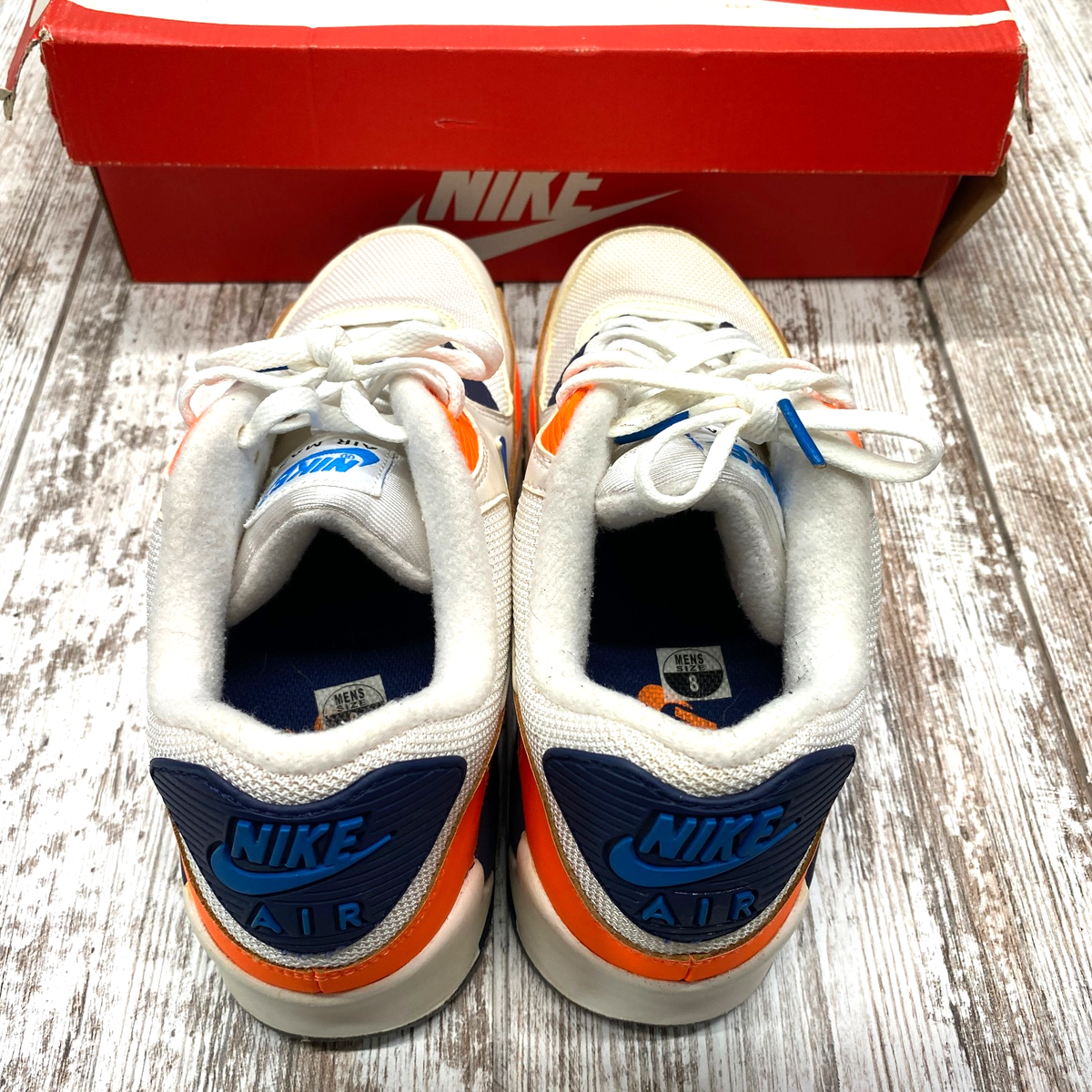 Nike Air Max 90 Orange Blue Men's Size 8 Sneakers Shoes AJ1285-104