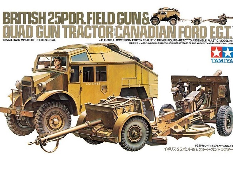 Maquette plastique Tamiya canon 25pdr tracteur armée britannique