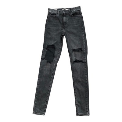 Levis Mile High Super Skinny Jeans Womens 29 Gray Distressed Stretch High Rise