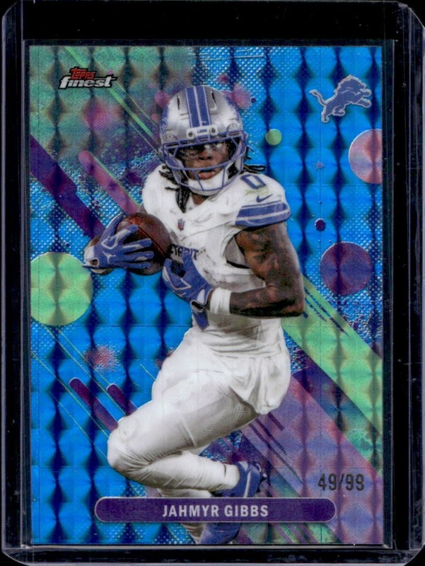 2025 Topps Finest Jahmyr Gibbs Blue Geometric Refractor #/99 Lions