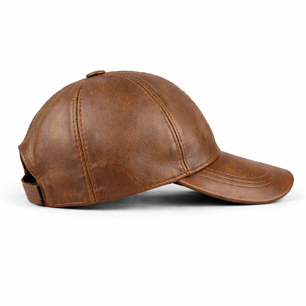 Leather Baseball Cap for Men – Handmade Premium Quality Coffee Leather Hat