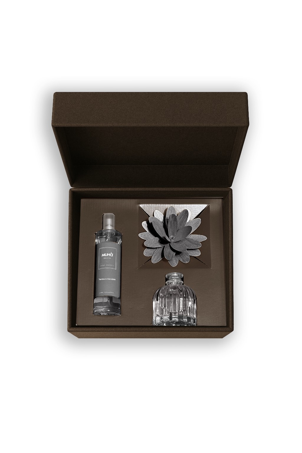 Muhà - Confezione Flower 60ml + Spray 100ml Tonka e Sandalo - Cofanetto con Diff