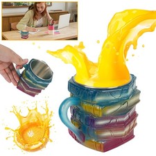 Handgemachte 3D Bücher Leseglück Tasse 3D Buchtasse Gemalte Bücher Kaffeebecher