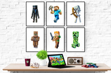 Minecraft Figuren Pastell 6er Set Drucke Bilder Wandbilder Poster