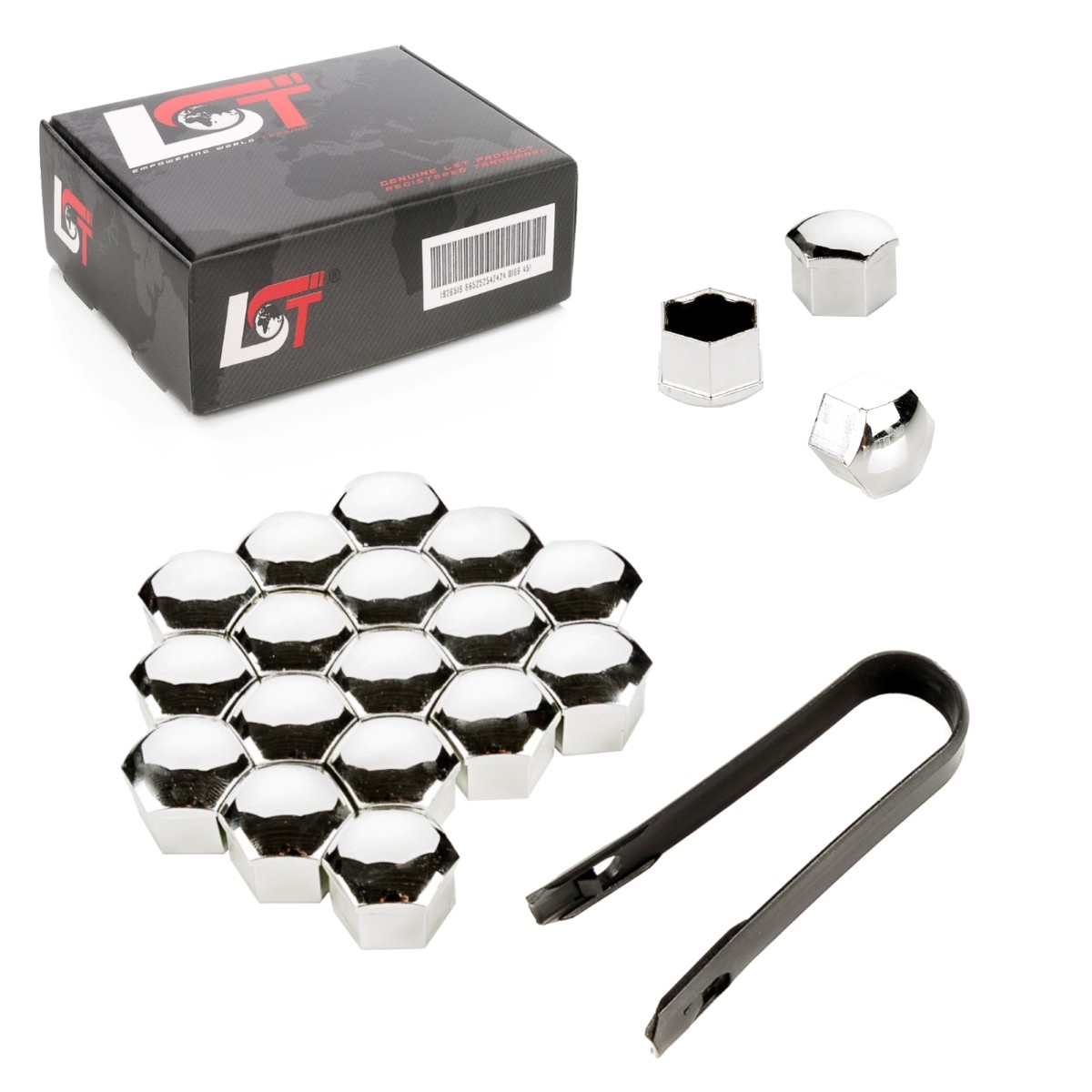 20X Wheel Nut Caps Hex Caps 17 Mm Chrome For JEEP