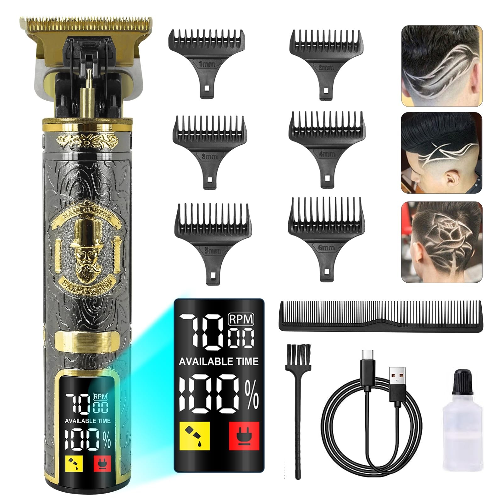 Professional Men's Hair Clipper & Beard Trimming Kit with Accessories  