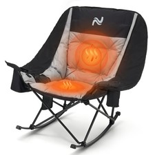 NAIZEA Heated Camping Rocking Chair with Cooler Bag, Portable Folding Chair