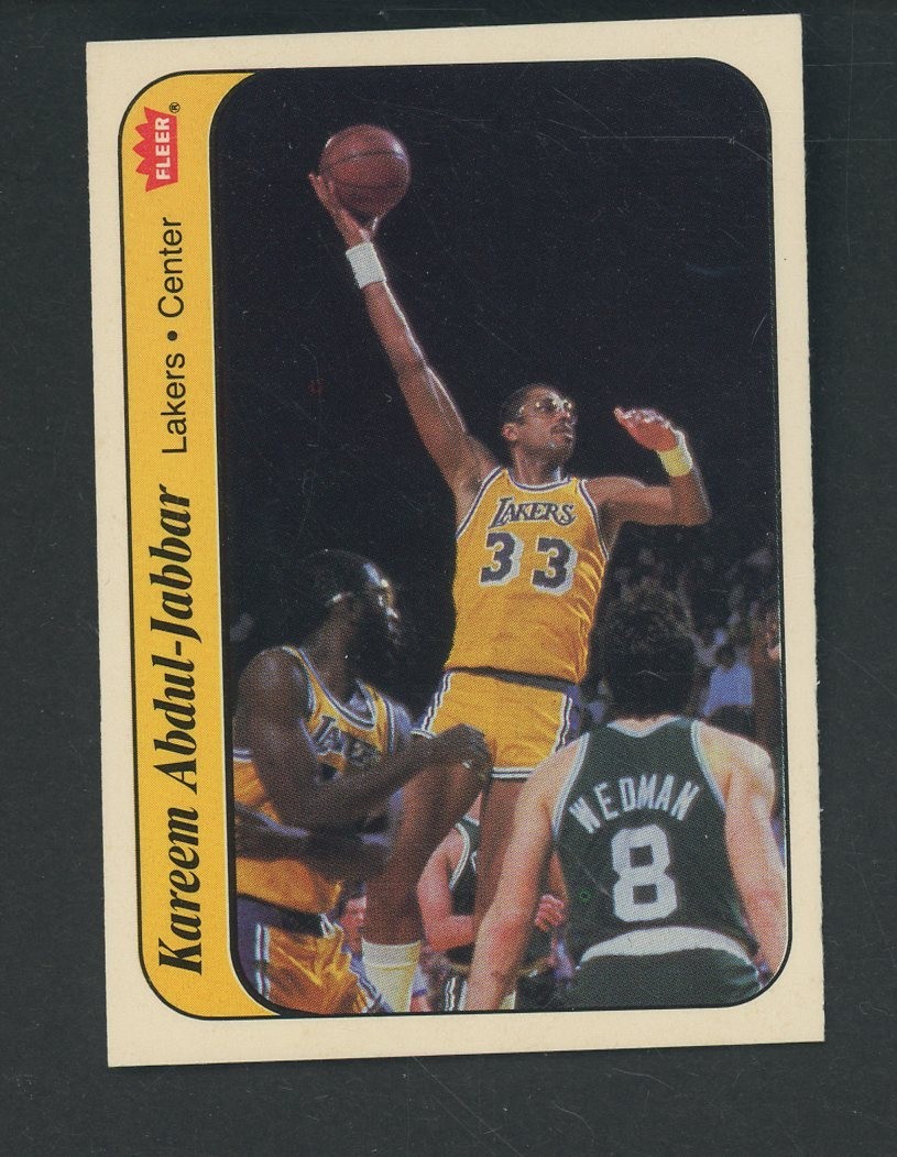 Auction #2 1986-87 Fleer Sticker #1 Kareem Abdul-Jabbar Los Angeles Lakers HOF