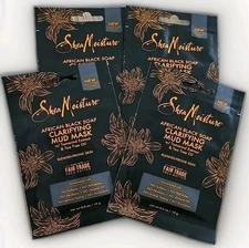 Set of 4 Clarifying Mud Mask Shea Moisture African Black Soap New