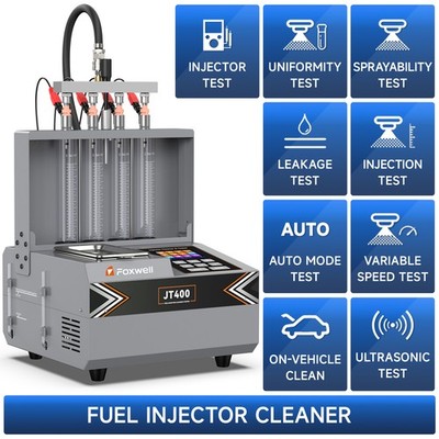 GDI EFI 4 Cylinder FOXWELL JT400 Ultrasonic Fuel Injector Cleaner Auto Test