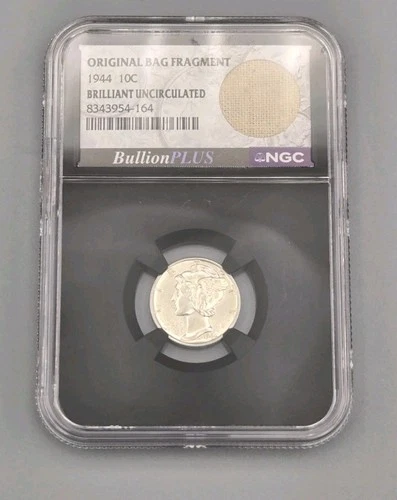 Mercury Silver Dime 1944 Gem Uncirculated NGC Brilliant TreasuryBag Fragment UNC