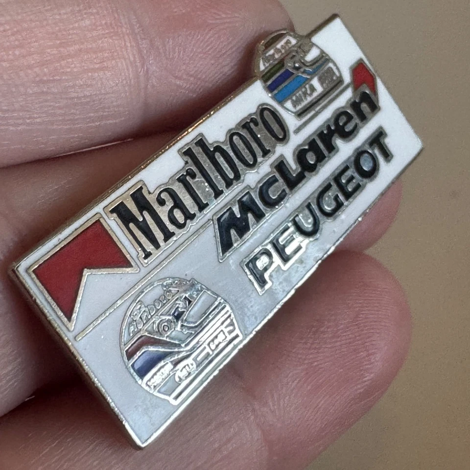 Vintage Marlboro McLaren Peugeot Mika Hakkinen Helmet Logo Lapel Pin - Image 2 of 3