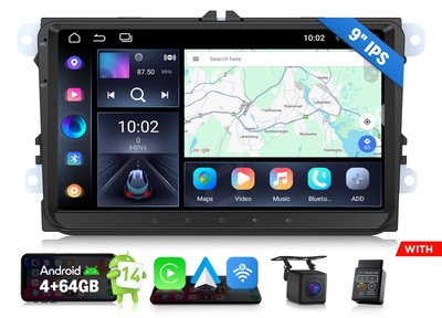 Android Auto 14 4+64 9'' VW Polo GTI Touran Sharan Car Stereo CarPlay Plug & Play