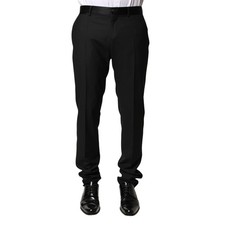 DOLCE & GABBANA Pants Black Wool Mid Waist Men Dress Trousers IT46/W32/S 2690usd