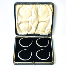 Antique Sterling Silver Horseshoe Napkin Ring Set by Wiliam Base & Son 1928