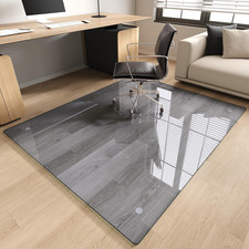 Tempered Glass Office Chair Mat, 46"X55" for Carpet  Hardwood Floors, Grey Heav