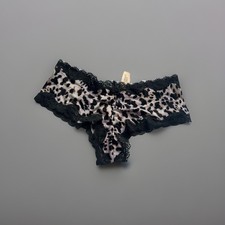 VICTORIA'S SECRET SILKY SATIN SMOOTH LACE RARE CHEEKY PANTIES PINK LEOPARD M NWT