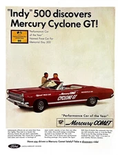 1966 INDY 500 CYCLONE GT COMET Vintage Print Ad Pace Car Ford Mercury