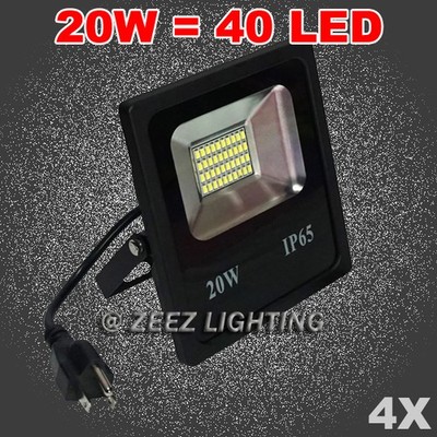 4X 20W Cool White LED Flood Light Security Outdoor Garden Spotlight Yard Up Lamp