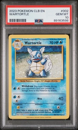 2023 POKEMON CLB-TCG CLASSIC BLASTOISE & SUICUNE ex DECK #002 WARTORTLE PSA 10