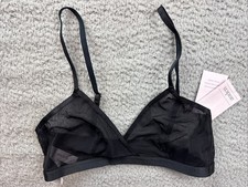 Auden Womens Small Black Mesh Unlined Wirefree Bralette