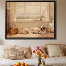 Oil Painting Dog Art Print Pomeranian Canvas Labrador Bulldog Living Room Decor