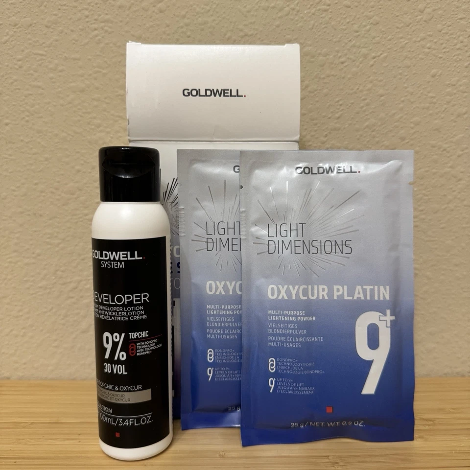 Goldwell легкие размеры Oxycur платина осветления порошок 9 + образец набор новый в коробке - Изображение 2 из 2