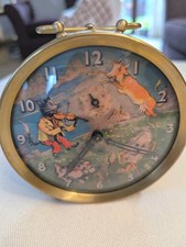 Vintage Smiths Alarm Clock, Cow jump over the moon 1950s very rare