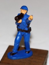 1998 Blue Plastic Policeman negotiator Swat holding Bullhorn Soma LTD China