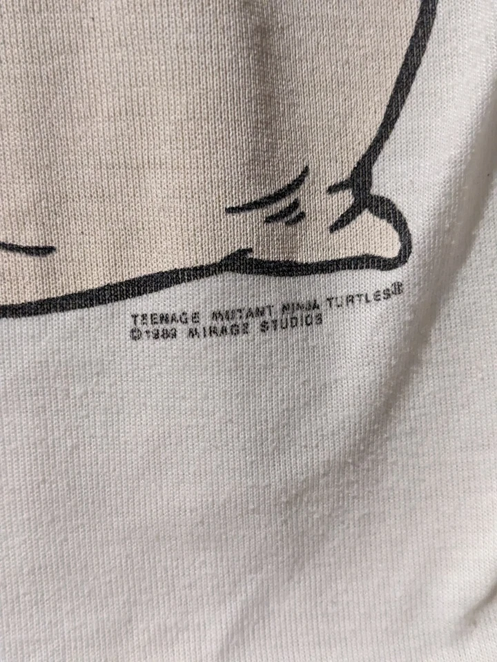 Vintage 1982 Teenage Mutant Ninja Turtles I Hate Morning Kids 8-10 White T-Shirt - Image 4 of 4