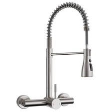 Wall Mount Kitchen Faucet with Pull Down Sprayer 3 Functions, 304 Stainless S...