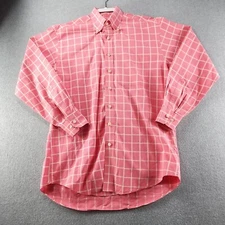 Scott Barber Men's Shirt Pink White Size M Checked Cotton Long Sleeve Button Up