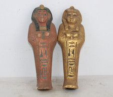 2 PHARAONIC ANCIENT EGYPTIAN ROYAL Pharoh Statue of Ushabti Tomb Servant (BS)