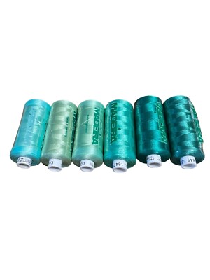 Madeira Embroidery Thread Polyneon 1000M X 6 Green 1645 1647 1847 1849 1879 1900