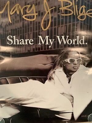 MARY J BLIGE - SHARE MY WORLD POSTER MCA 1990s ORIGINAL/RARE