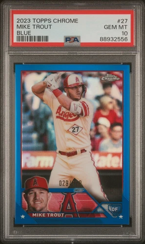 Mike Trout 2023 Topps Chrome #27 "Blue Refractor #/150" - PSA 10 Gem Mint