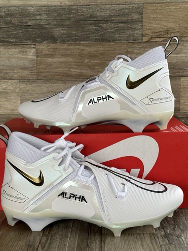 NIKE ALPHA MENACE PRO 3 MID FOOTBALL CLEATS SIZE 12.5 WHITE BLACK CT6649-105