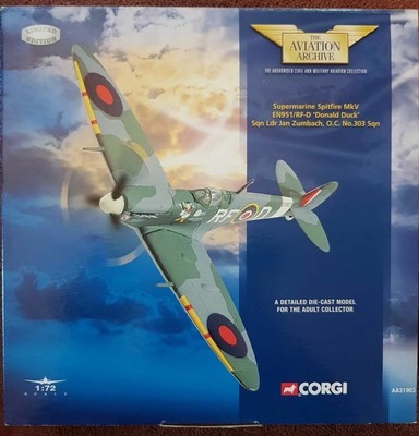 Corgi Aviation Supermarine Spitfire MkV Donald Duck Sqn Ldr Jan Zumbach AA31903