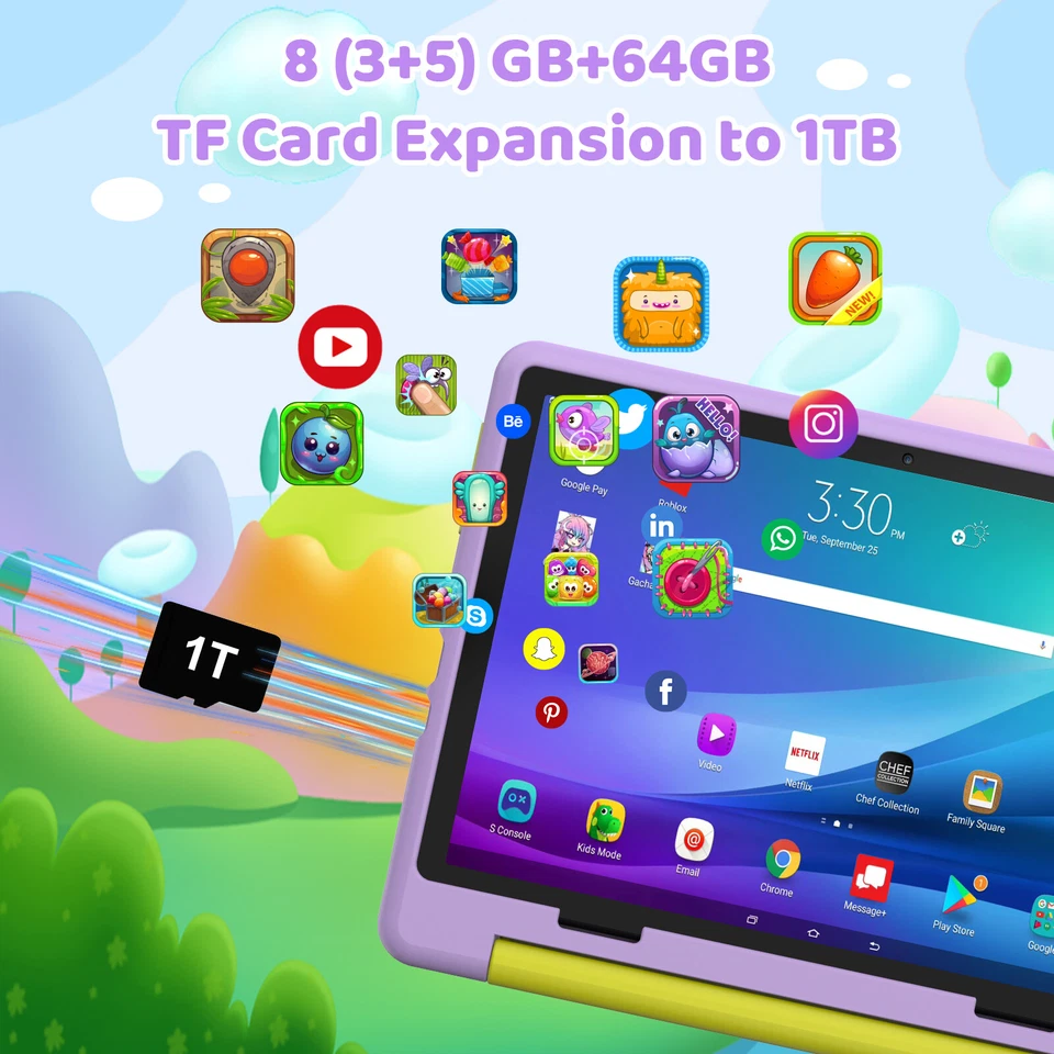 2025 10 zoll Android 14 Kinder Octa Core 8GB+64GB 1280 x 800 IPS Wi-Fi 6G Tablet - Bild 3 von 4