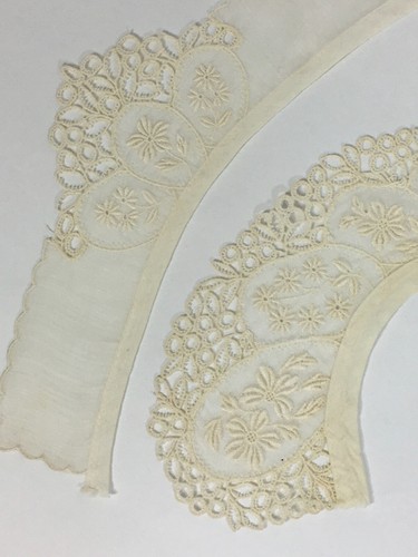 Vintage ANTIQUE 1920's-30's Ivory color drawn LACE floral collar & cuffs set - Picture 8 of 12