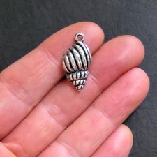 8 Sea Shell Charms Antique Silver Tone - SC316