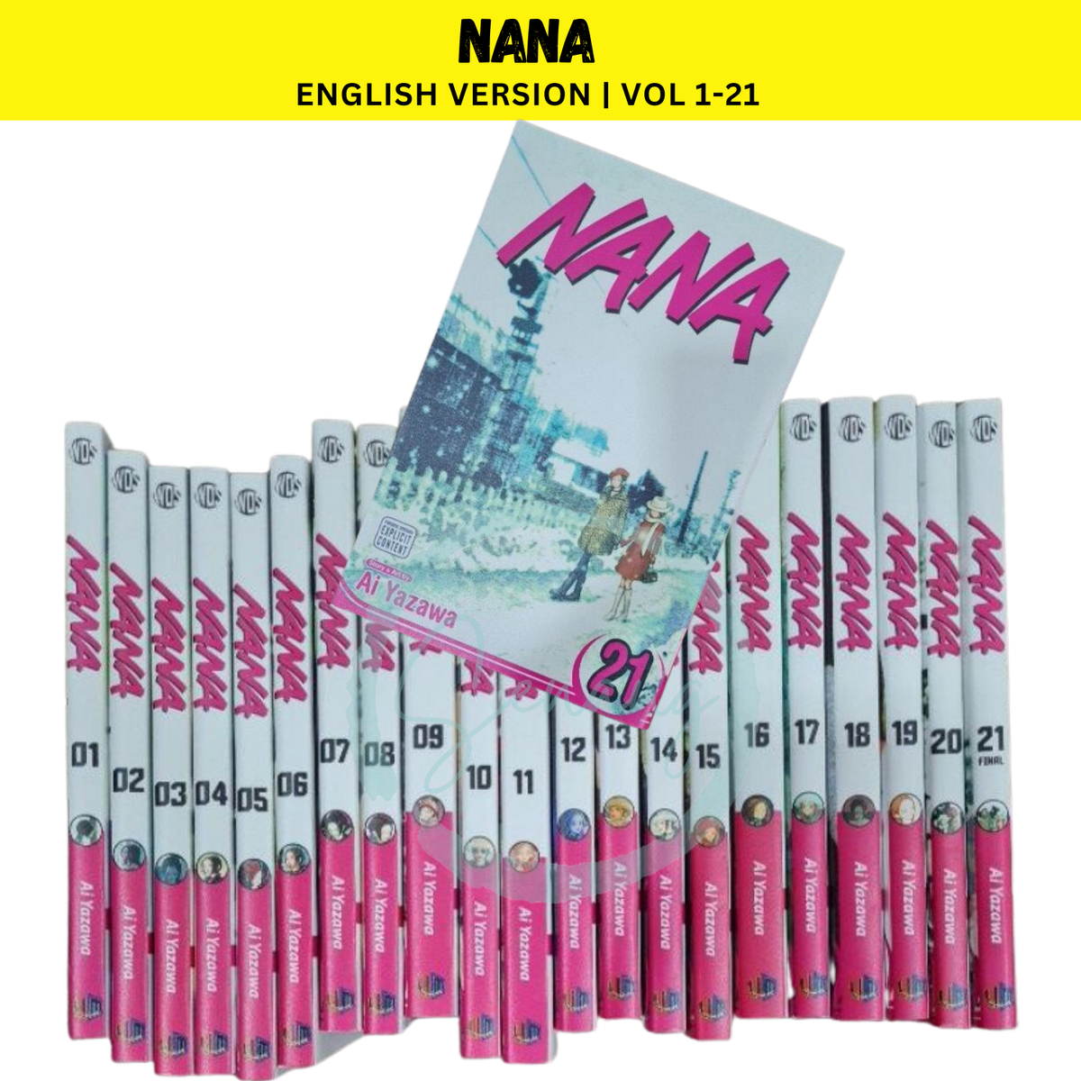 NANA 全巻 1〜21巻 ポストカード付き NANA By Ai Yazawa Manga Volume 1-21 (END) English Version