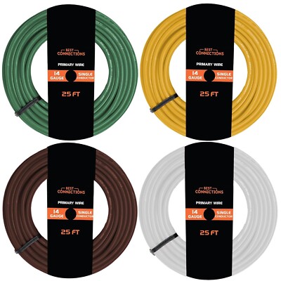 14 Gauge Car Audio Primary Wire (25ft 4 Rolls)  Remote, Power/Ground Electrical