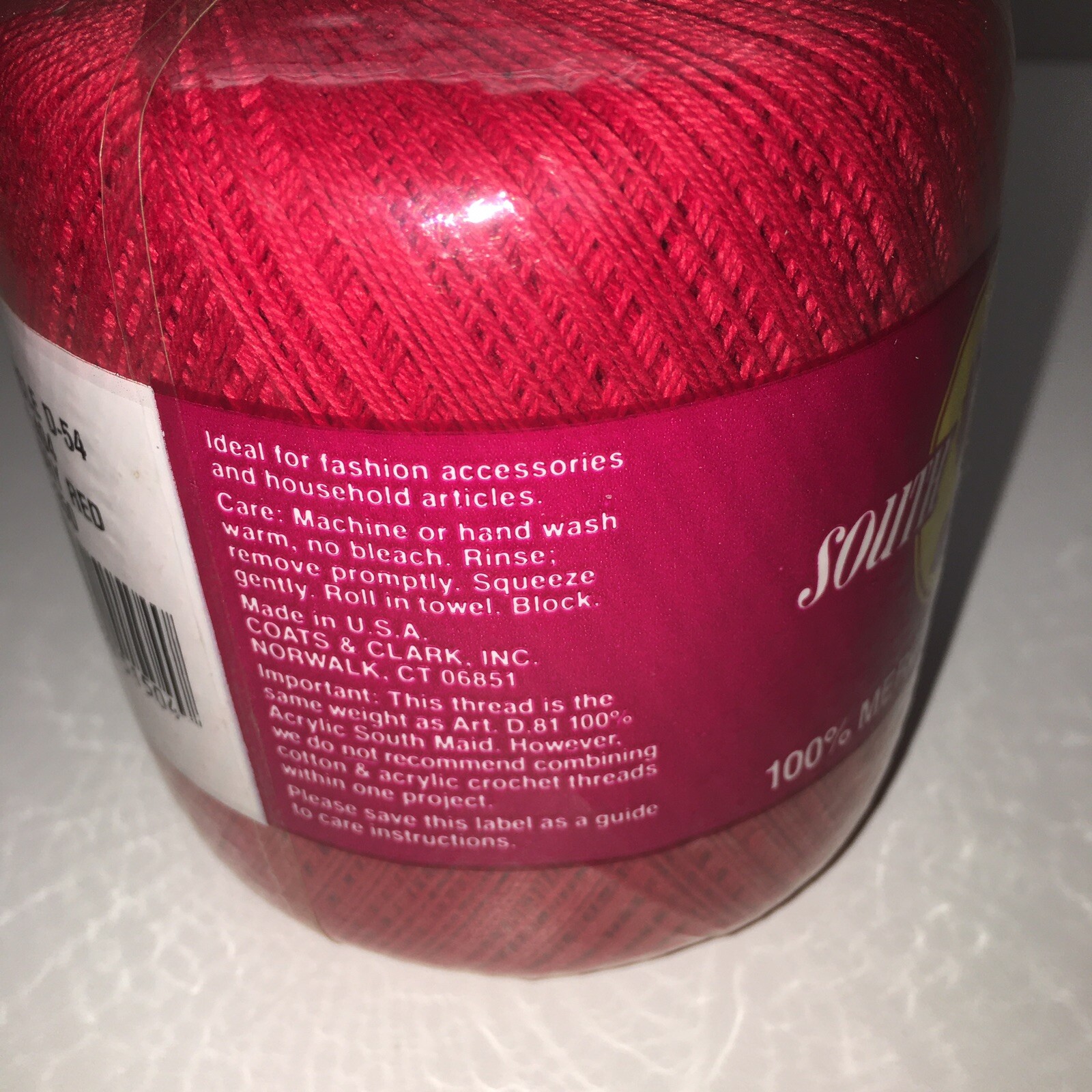 South Maid Crochet Thread 100 Cotton Size 10 Thread 350 Yards Victory