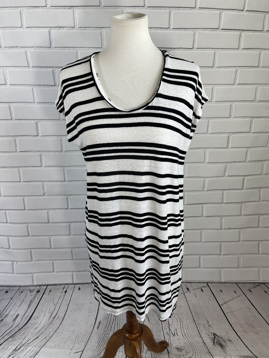 alice and olivia black and white striped dress Nylon Mini Dress